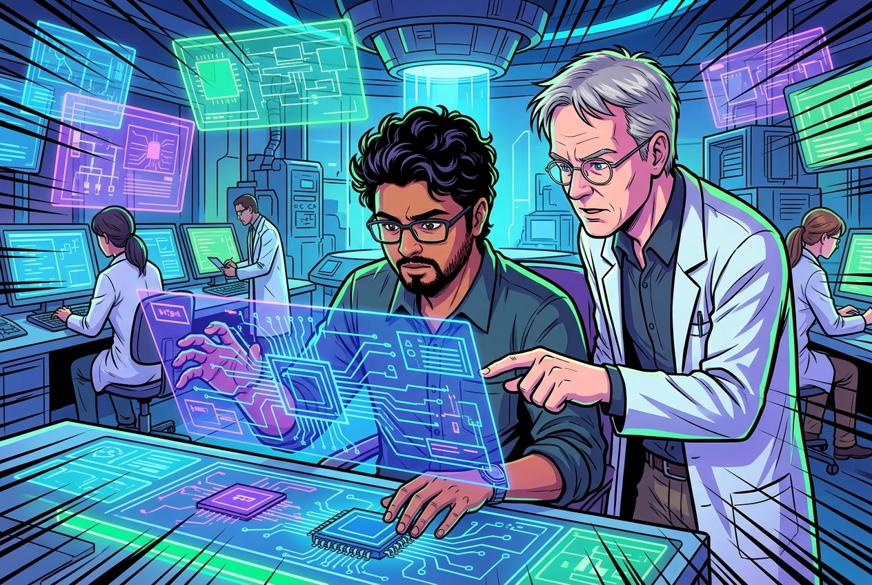 Joyjit and Wilfried using AI for chip design